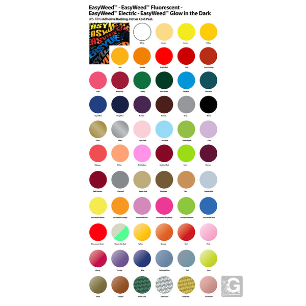 Siser Easyweed HTV Heat Transfer Vinyl 5 YARDS (38 COLORS), NO FLUORESECENT